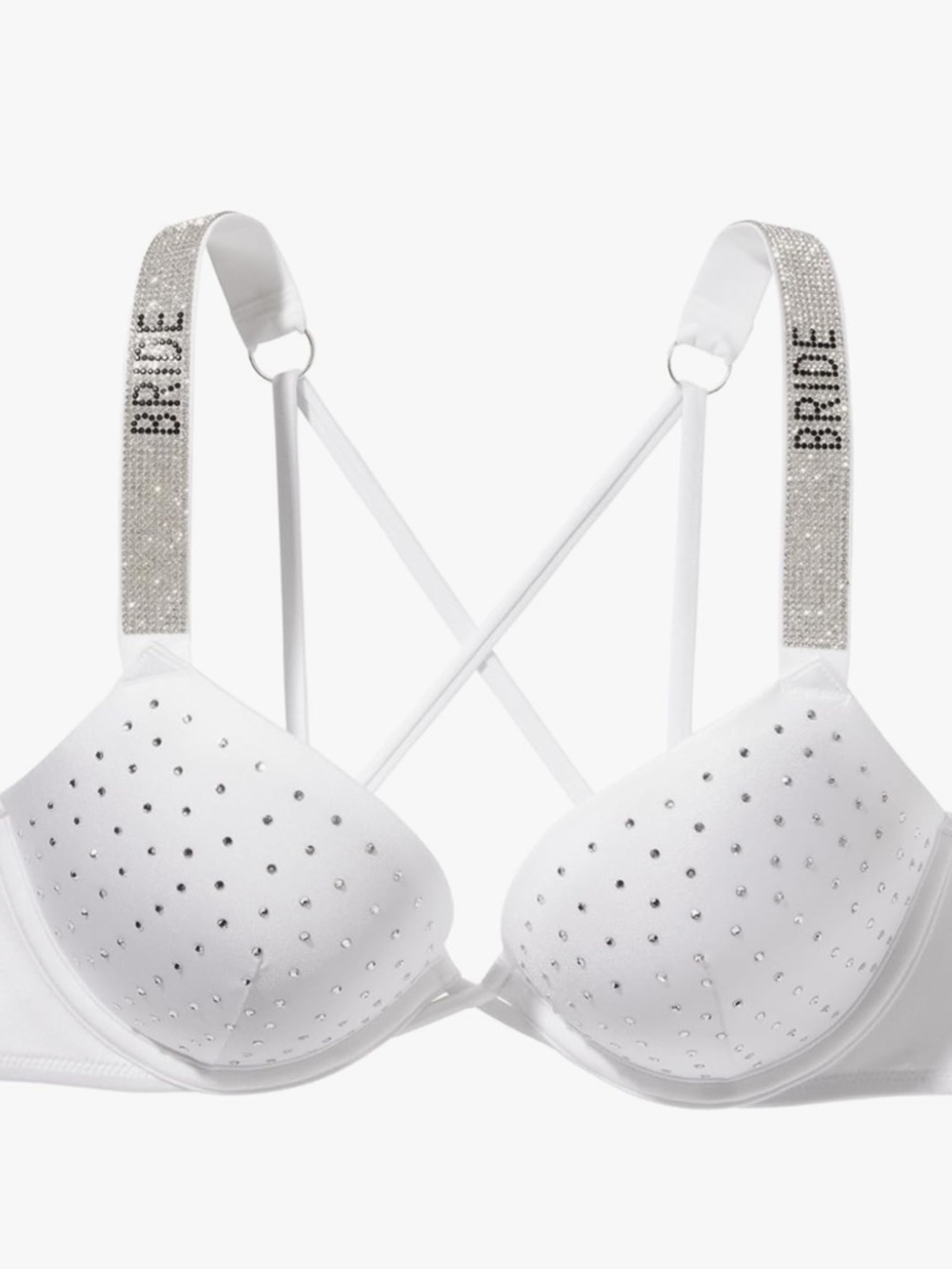 Victoria's Secret White Crystal-Embellished Bombshell Push-Up Bikini Top